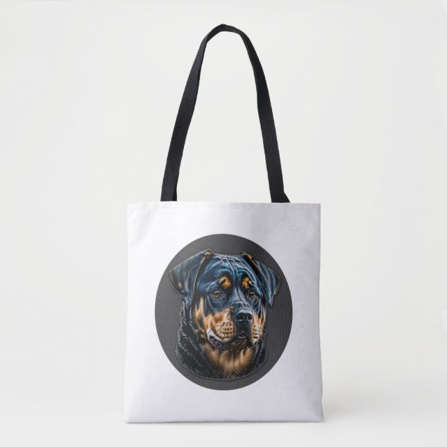 Bolsa Tote Rottweiler preto (Frente)