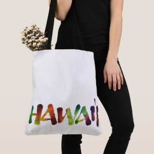 Bolsa Tote Rotulação de Hawai'i - divertimento colorido da