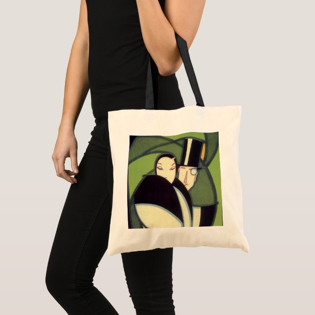 Bolsa Tote Rótulo Antigo de Legumes Topper, Romance Art Déco (Frente (produto))