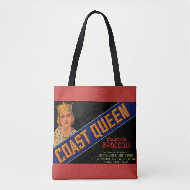 Bolsa Tote Rótulo da caixa de brócolis da Rainha Costeira dos (Frente)