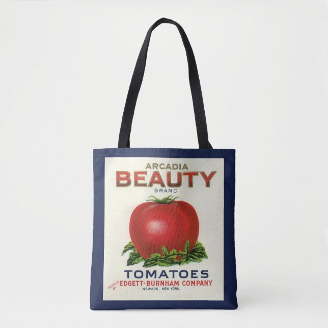 Bolsa Tote Rótulo de Caixa de Frutas Antiga, Tomates Arcadia  (Frente)