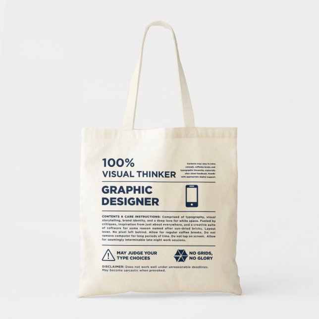 Bolsa Tote Rótulo de Cuidados de Design Gráfico Kean MGC (Frente)