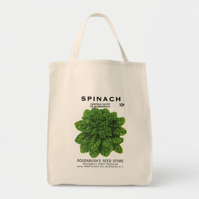 Bolsa Tote Rótulo de Pacote de Sementes de Espinafre (Frente)