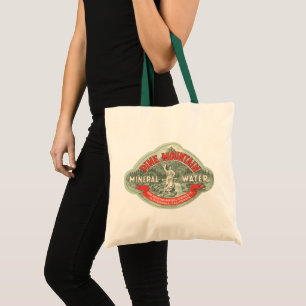 Bolsa Tote Rótulo de Produto Antigo, Água Mineral Pine Mounta