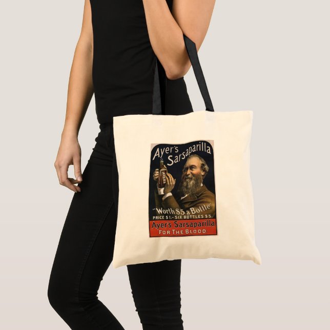 Bolsa Tote Rótulo de Produto Antigo, Bebida Sarsaparilla da A (Frente (produto))