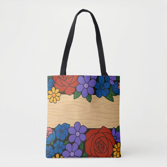 Bolsa Tote Rótulo do nome da flor (Frente)