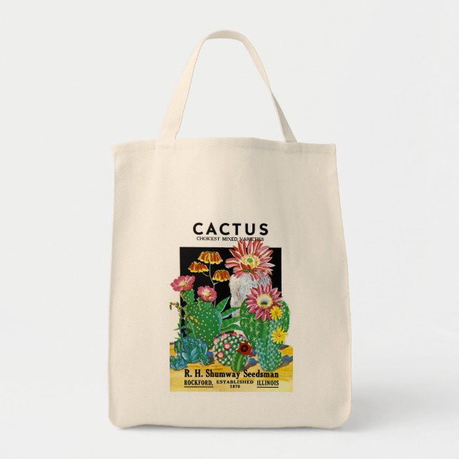 Bolsa Tote Rótulo do Pacote de Semente Cactus (Frente)
