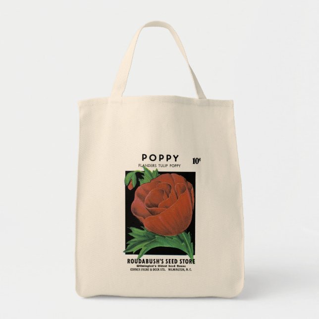 Bolsa Tote Rótulo do Pacote de Sementes da Poppy (Frente)