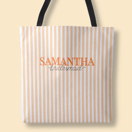 Bolsa Tote Rótulo Moderno Personalizado com Listras Laranja p