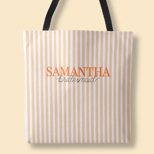 Bolsa Tote Rótulo Moderno Personalizado com Listras Laranja p