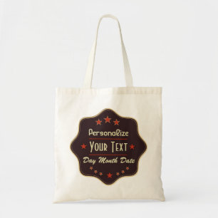 Bolsa Tote Rótulo Retro com Texto Personalizado Clássico