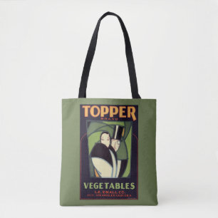 Bolsa Tote Rótulo Vintage Topper de Legumes, Romance Art Déco
