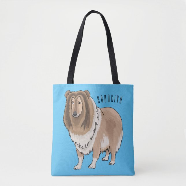 Bolsa Tote Rough collie dog cartoon illustration (Frente)