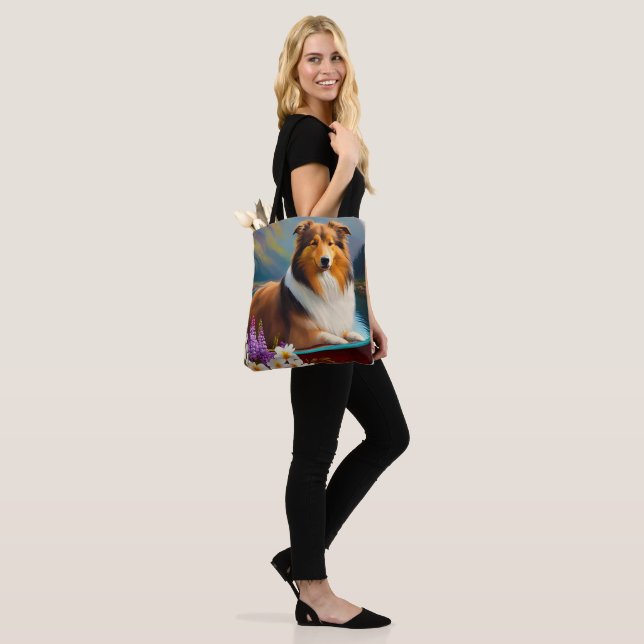 Bolsa Tote Rough Collie em um Paddle: Uma Aventura Cênica (No(a) Modelo)