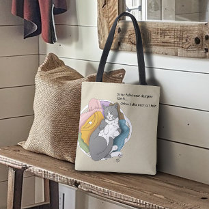 Bolsa Tote Roupa de Cabelo de Gato Branco Cinza