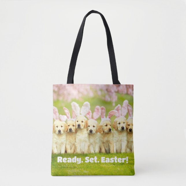 Bolsa Tote Row of Puppy Bunnies (Frente)