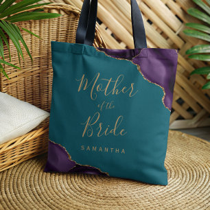Bolsa Tote Roxo Ágata Dourada Azul Turquesa Mãe da Noiva