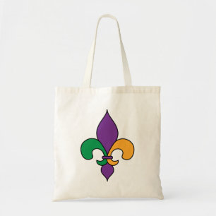 Bolsa Tote Roxo Amarelo Verde Desfile Fleur de Lis do Mardi G
