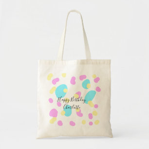 Bolsa Tote Roxo azul amarelofeliz aniversário formas abstrata