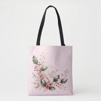 Bolsa Tote Roxo Bege Azevinho e Frutas