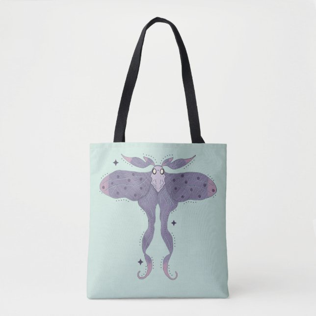 Bolsa Tote Roxo Caprichoso com Faíscas de Estrela Místico  (Frente)