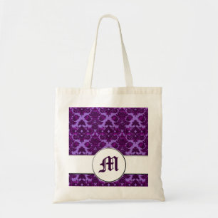 Bolsa Tote Roxo clássico do damasco (monograma)