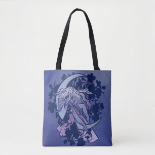 Bolsa Tote Roxo Deusa da Lua Wiccan Triple Moon - Símbolo de 