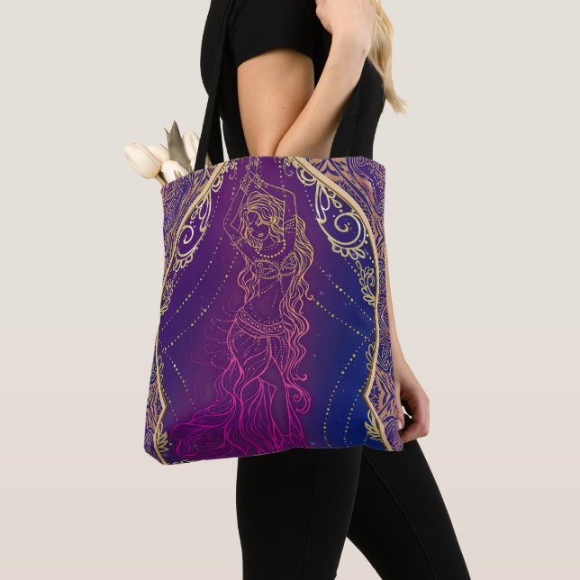 Bolsa Tote Roxo & Dourado Dança do Ventre Glam Marroquina Ára (Close Up)