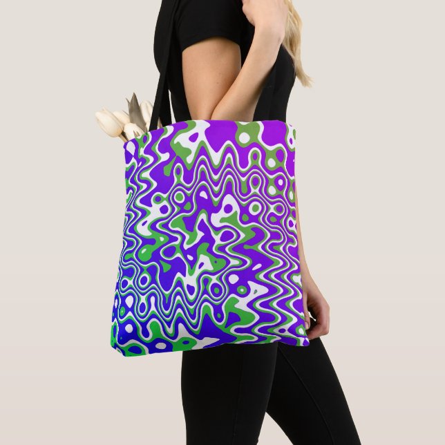 Bolsa Tote [Roxo e Verde] Arte em espiral (Close Up)