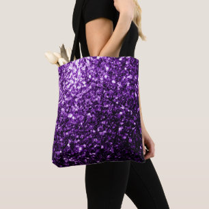 Bolsa Tote Roxo escuro brilho falso brilhos faíscas