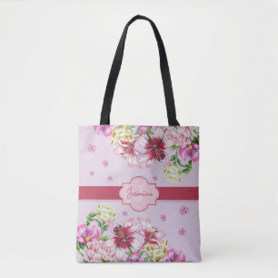 Bolsa Tote Roxo floral do lírio & da peônia