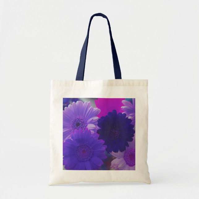 Bolsa Tote Roxo Gerbera Daisy Flowers Art Tote Bags (Frente)