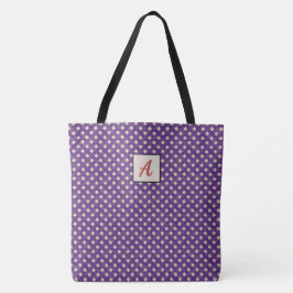 Bolsa Tote Roxo Gráfico Tecido em Monograma de Cor Personaliz