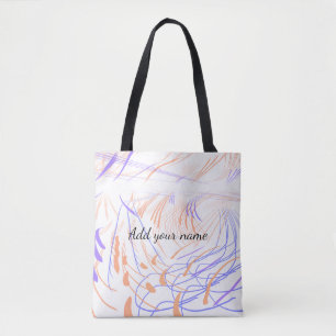 Bolsa Tote Roxo laranja aquarela abstrato adicionar nome text