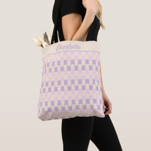 Bolsa Tote Roxo Lavanda Ondulado Retro Groovy Personalizado