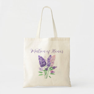 Bolsa Tote Roxo lilás Floral em aquarela Vestido de madrinha 