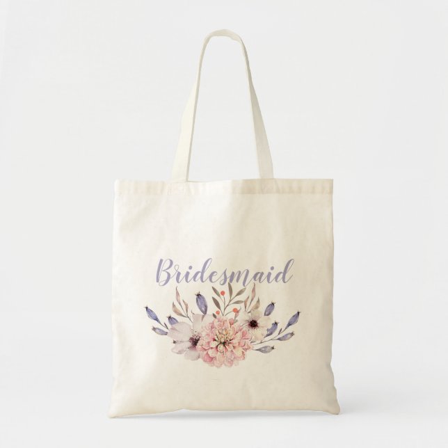 Bolsa Tote Roxo Lírio Água Floral Casamento Damas de Honra (Frente)