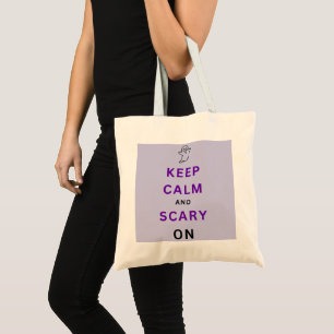 Bolsa Tote Roxo Mantenha a calma e o medo na mercearia do Hal