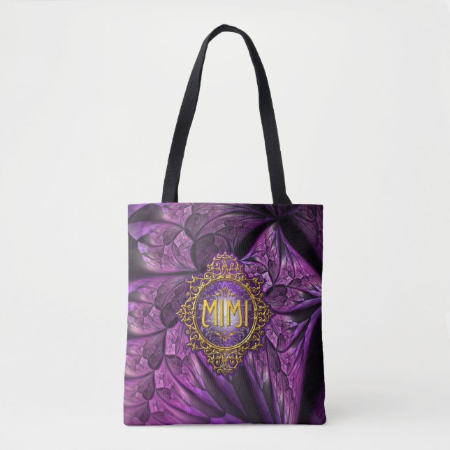 Bolsa Tote Roxo Real e Dourado do MIMI (Frente)