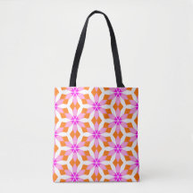 Roxo Rosa e Laranja Floral Geométrico