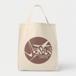 Bolsa Tote Roxo Rosa Verde Círculo Jesus Salva Grafite