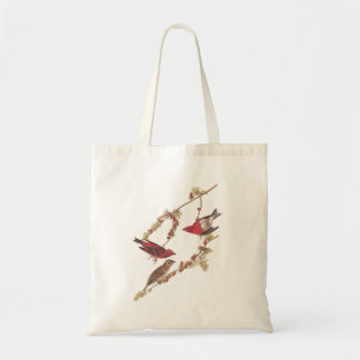 Bolsa Tote Roxo-Roxo-Púrpura Aves Vermelhas Vintage Art