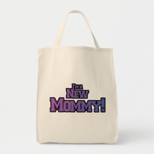 Bolsa Tote Roxo, sou uma Mamãe nova, Camisetas e presentes (Frente)