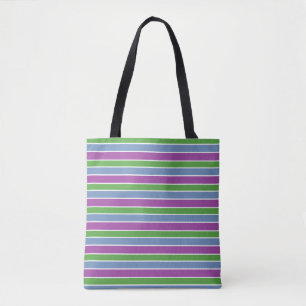 Bolsa Tote Roxo Verde Azul Listrado