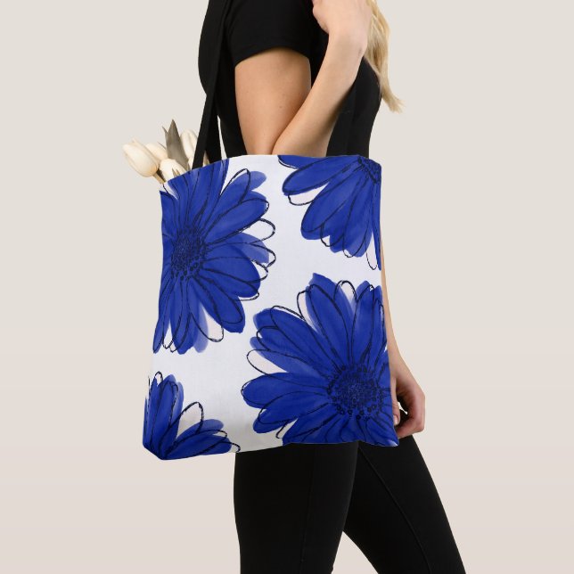 Bolsa Tote Royal Blue Daisies (Close Up)