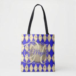 Bolsa Tote Royal Blue e Dourado Glam Monograma