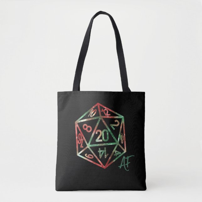 Bolsa Tote RPG Crit AF | XMAS Fantasy Tabletop Gamer Dice (Frente)