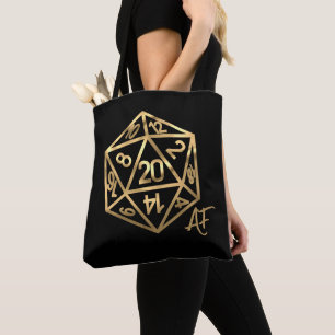 Bolsa Tote RPG Dragon   Dourada Fantasy Tabletop PnP Gamer Di
