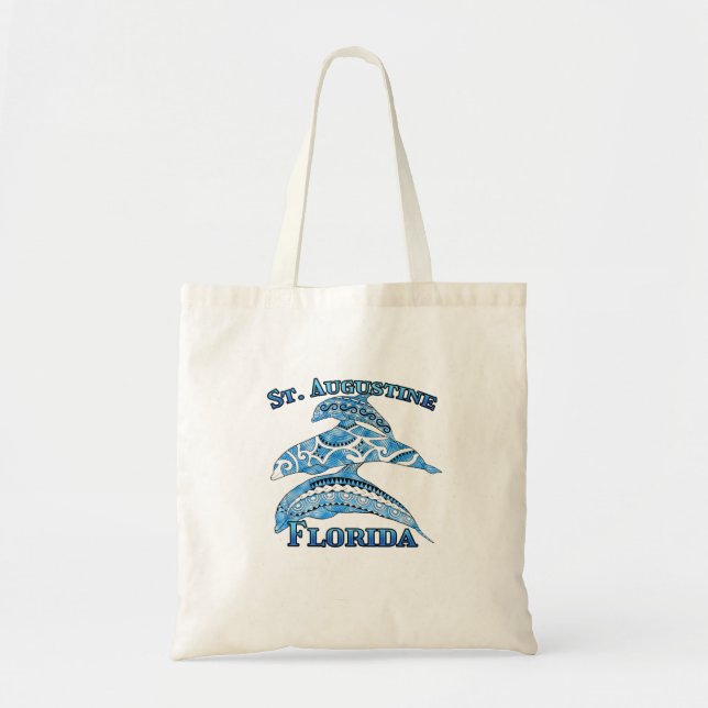 Bolsa Tote Rua. Augustine Florida Vacation Tribal Dolphins (Frente)