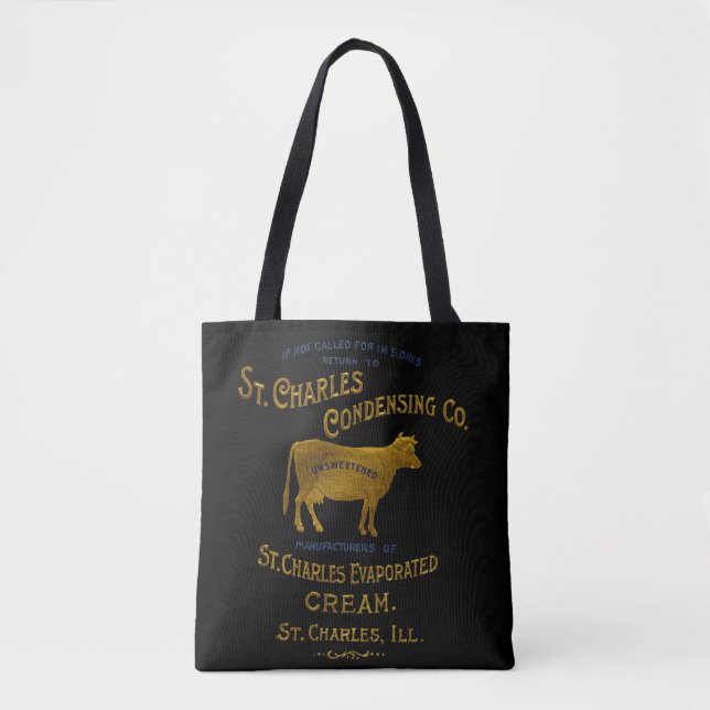 Bolsa Tote Rua Charles Illinois DAIRY COW MILK CREAM 1899 (Frente)